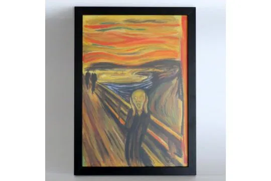 Edvard Munch's "The Scream", mixed media, oil, watercolor, hand-painted