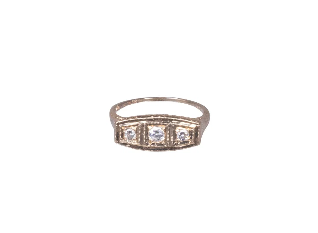 EDWARDIAN DREICER & CO. 14K GOLD AND DIAMOND RING