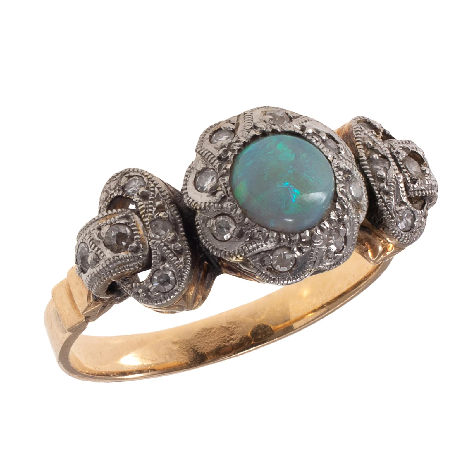 Edwardian Opal, Diamond, 14k Ring