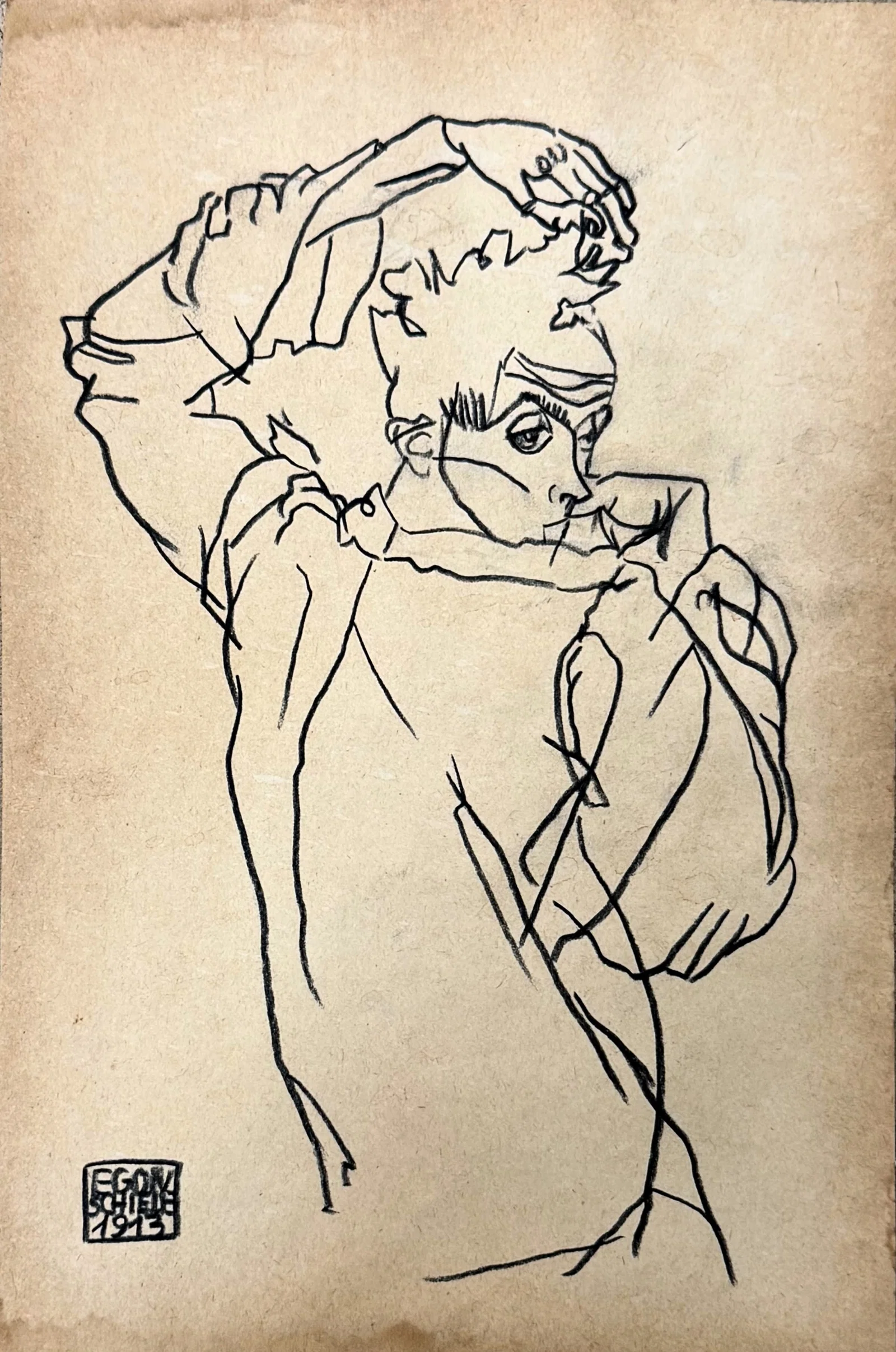 Ego Schiele (1890-1918), Standing Figure Signed and attributed