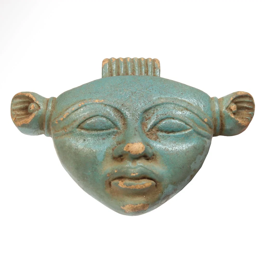 Egyptian Faience Amulet of Hathor, c. 600 B.C.
