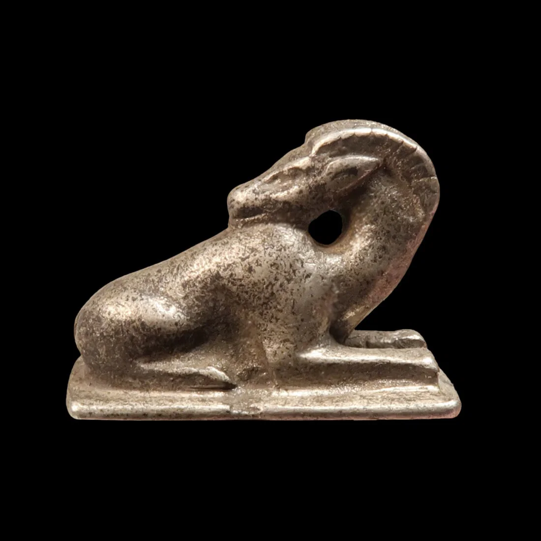 Egyptian Silver Ram Amulet, c. 600 B.C.