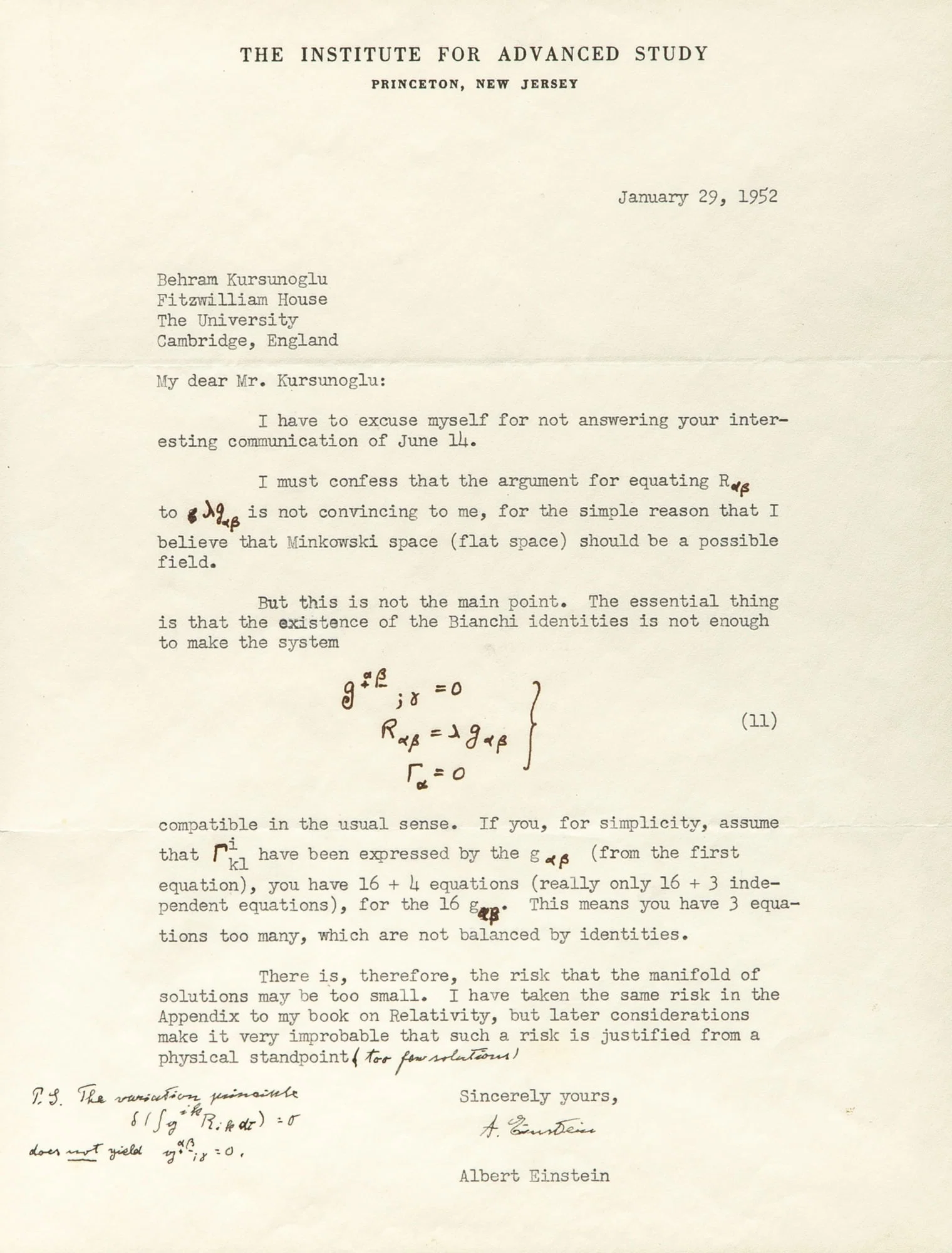 Einstein discusses General Relativity and the Unified Field Theory