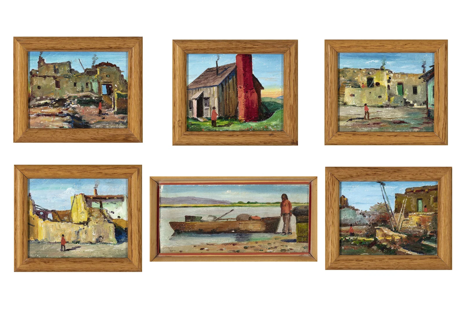 Elbridge Ayer Burbank, Group of Six Paintings: Depictions of Native American and Western Life