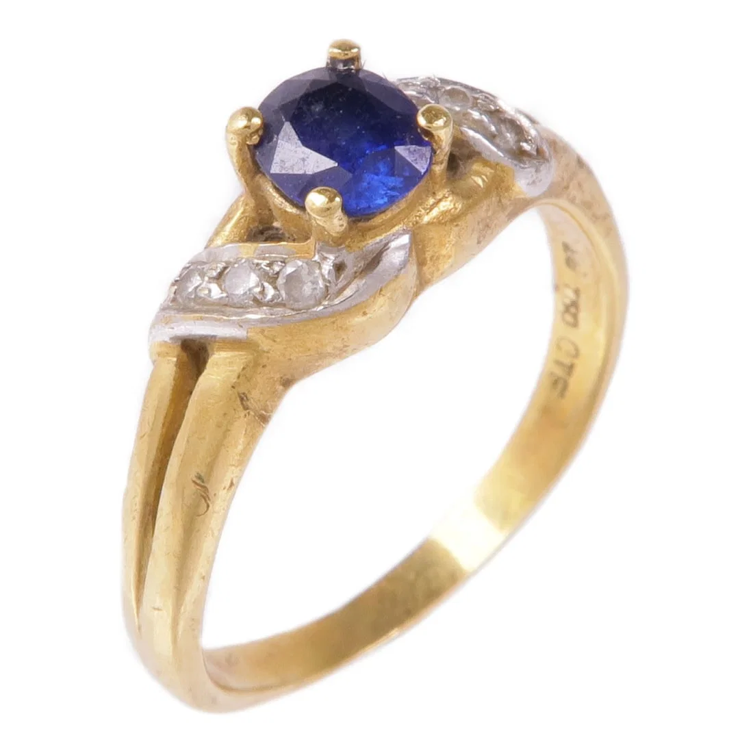 Elegant Sapphire Diamond Ring in 18K Yellow Gold Size 6.25
