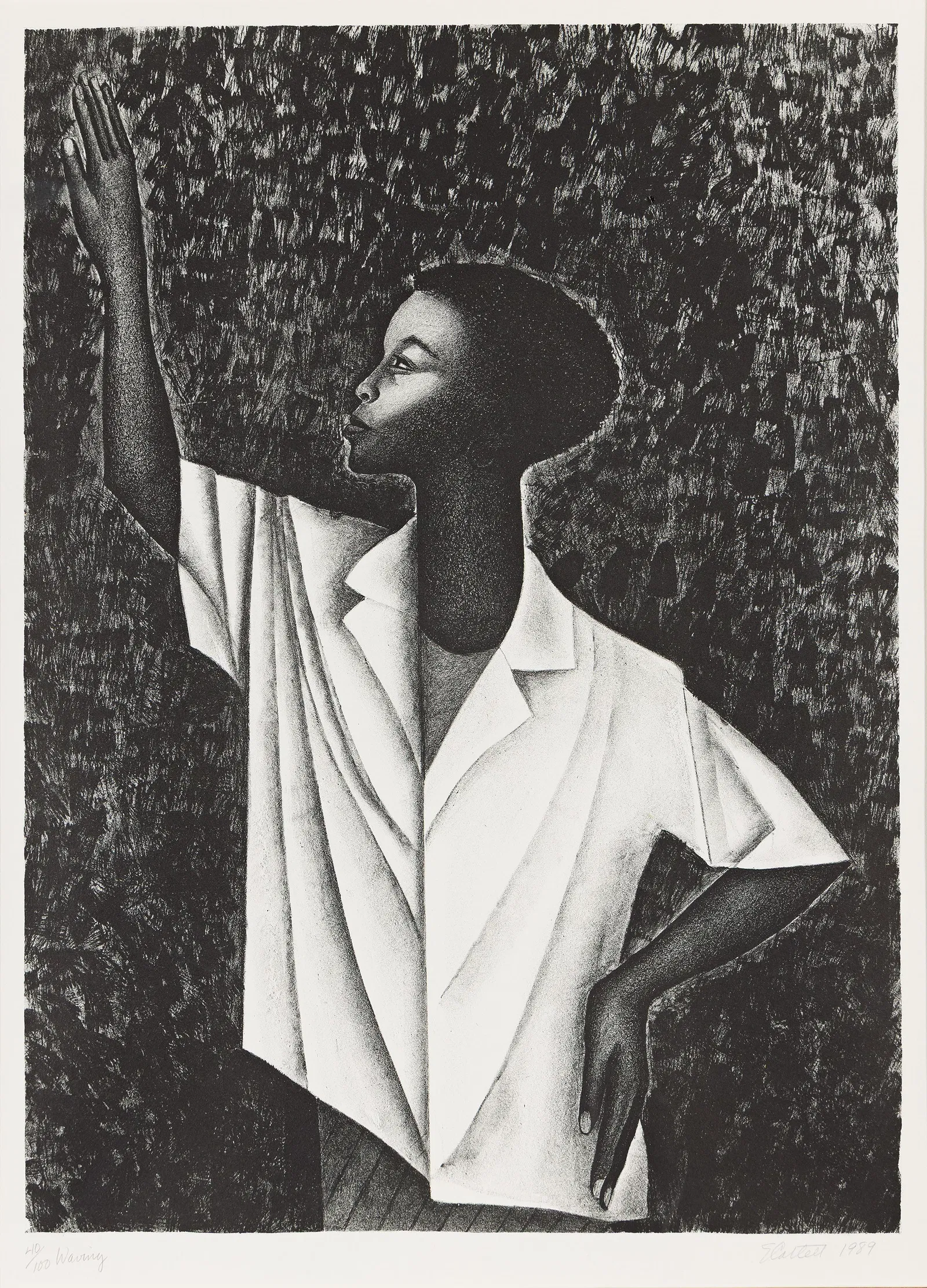Elizabeth Catlett (1915-2012), Waving, 1989.