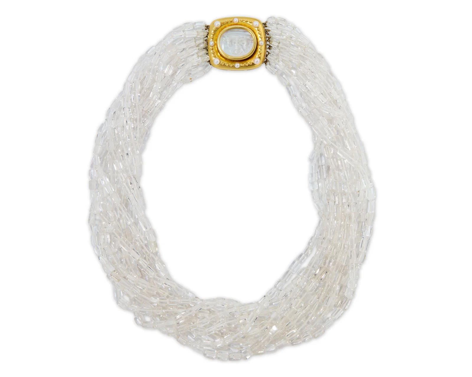 ELIZABETH LOCKE 18K Gold, Quartz, Venetian Glass, Mother-of-Pearl, and Cultured Pearl Necklace