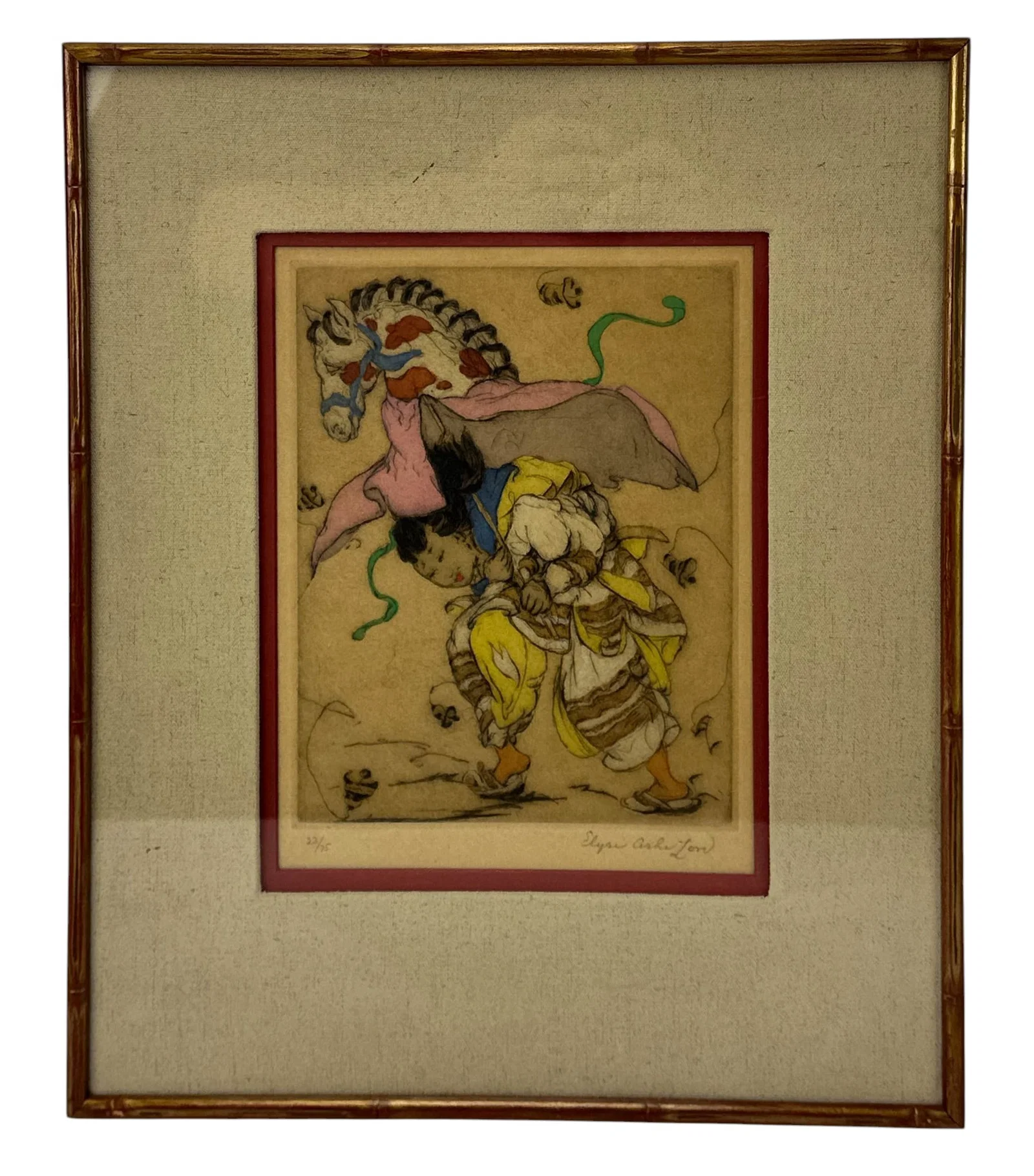 Elyse Ashe Lord 1900-1971 Colored Drypoint Etching