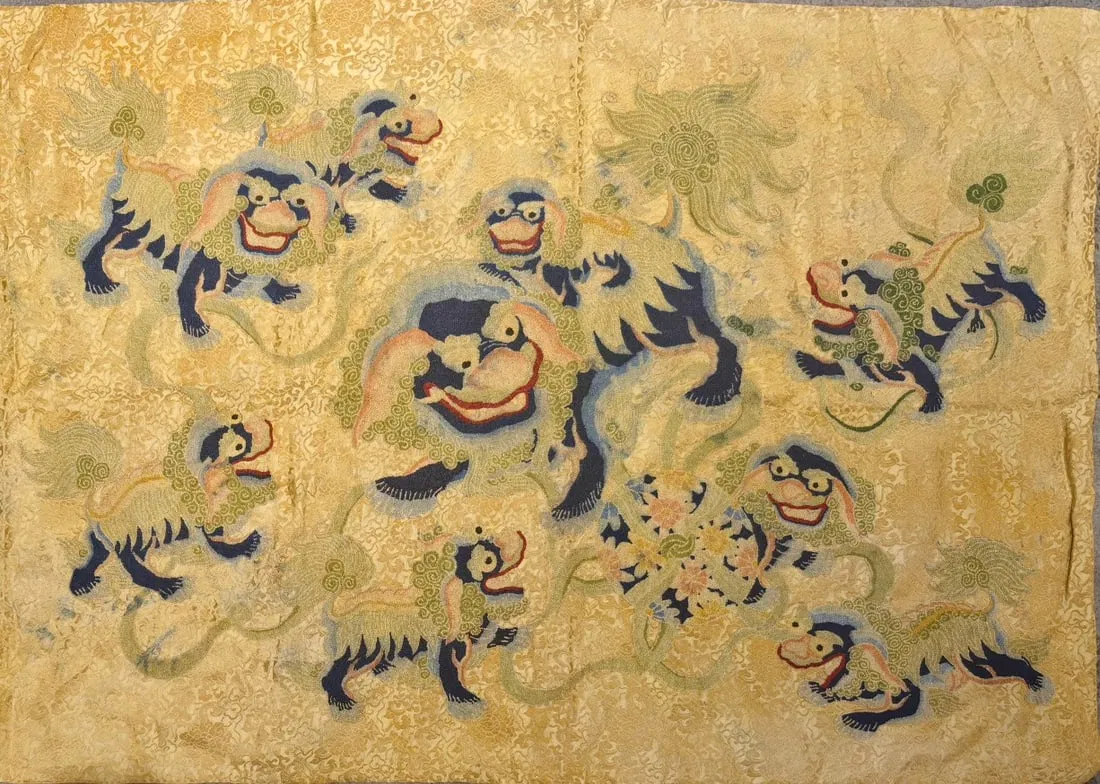 Embroidery of Nine Lions with Seeds