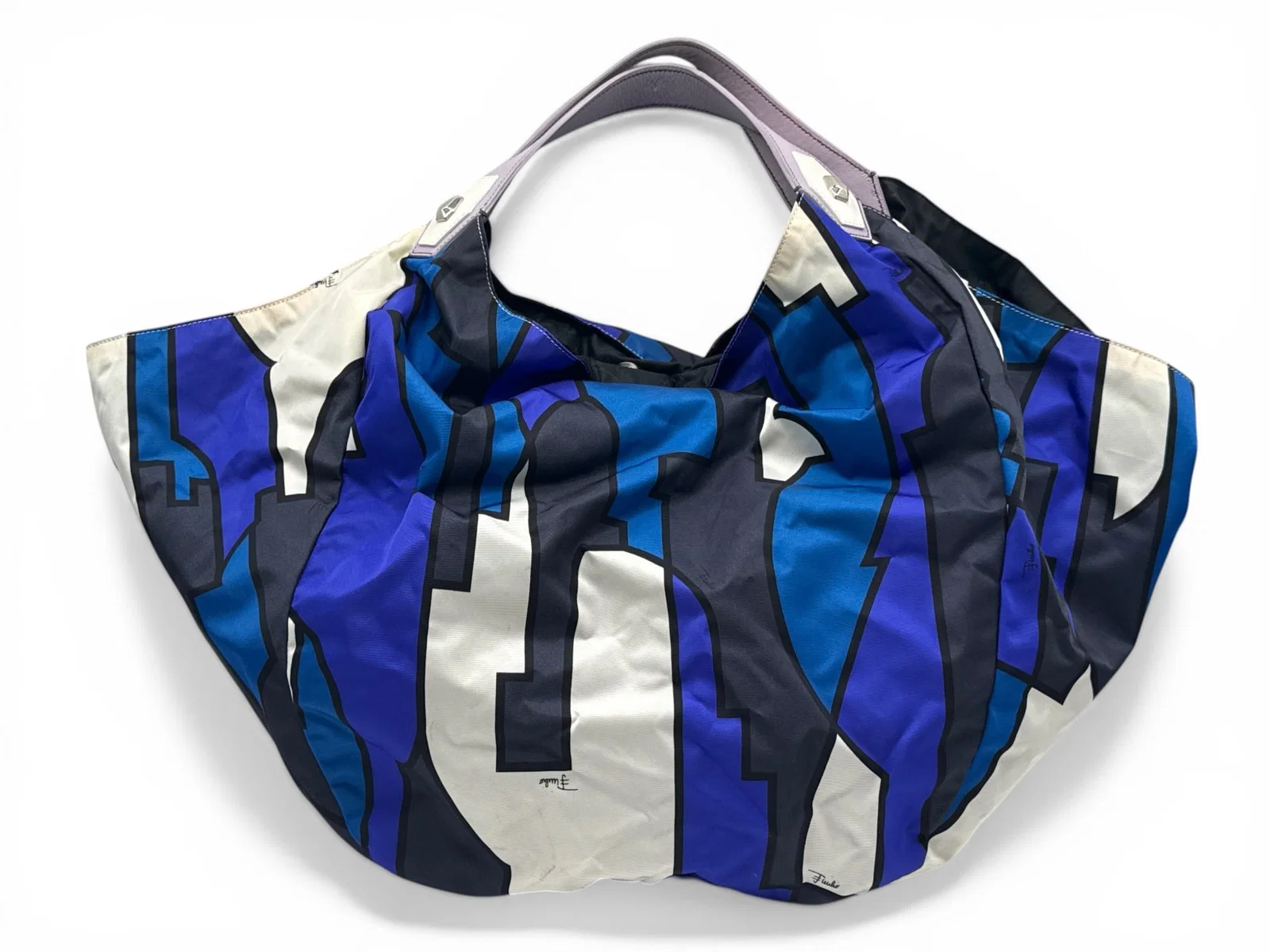 Emilio Pucci Printed Nylon and Leather Hobo Bag