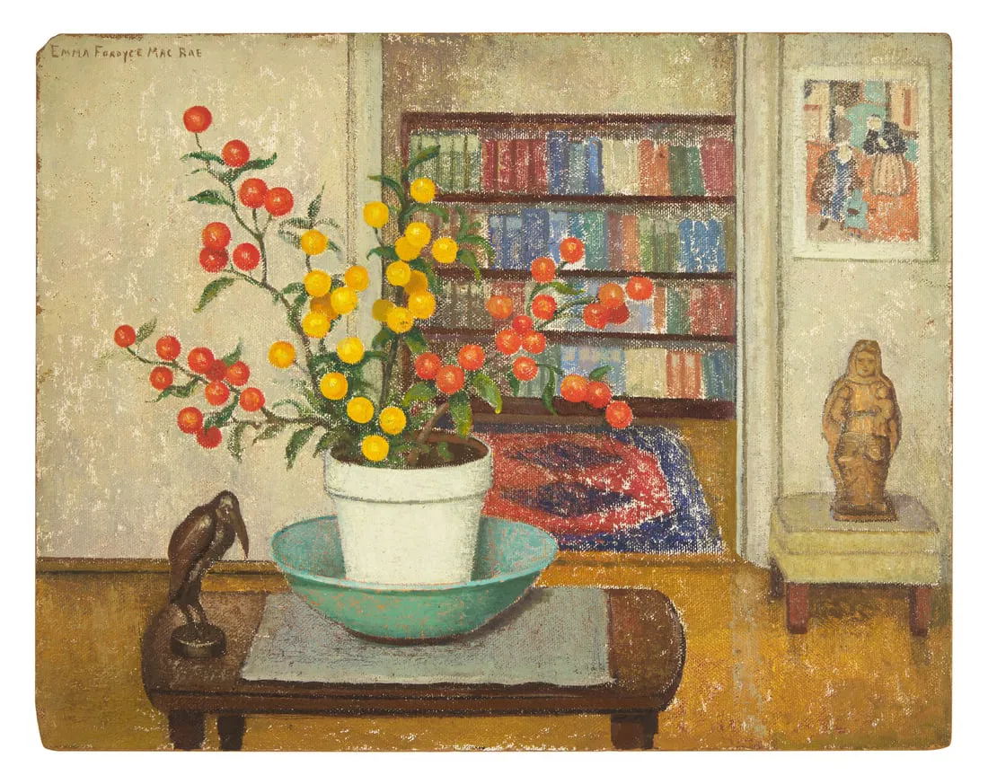 Emma Fordyce MacRae (American, 1887-1974) Hector (Jerusalem Cherries in New York Interior)