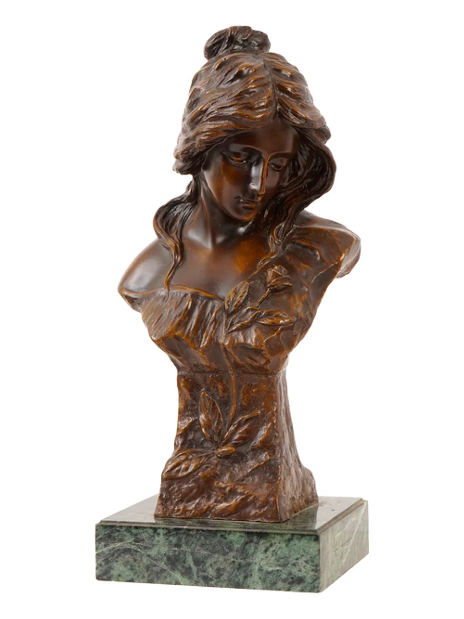 EMMANUEL VILLANIS FRENCH ART NOUVEAU BRONZE LADY BUST
