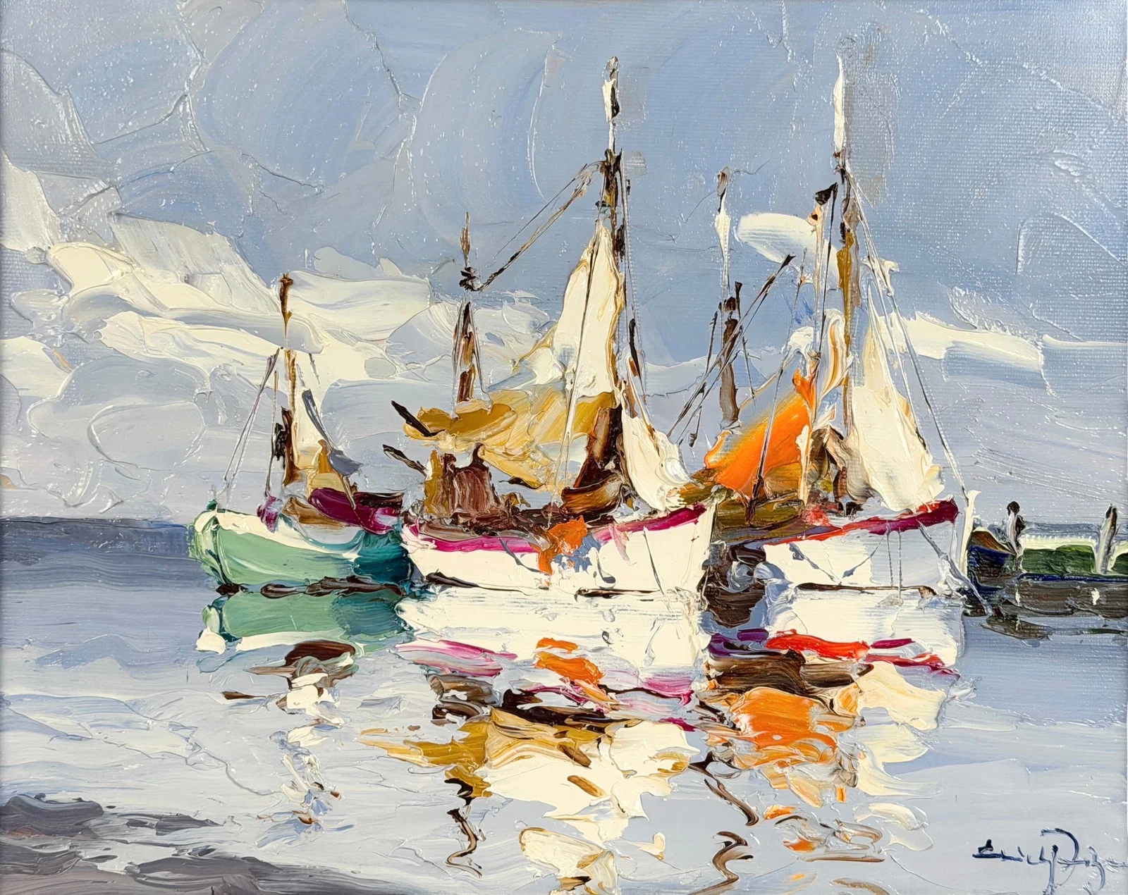 Erich Paulsen 'Sail Boats' Oil on Canvas