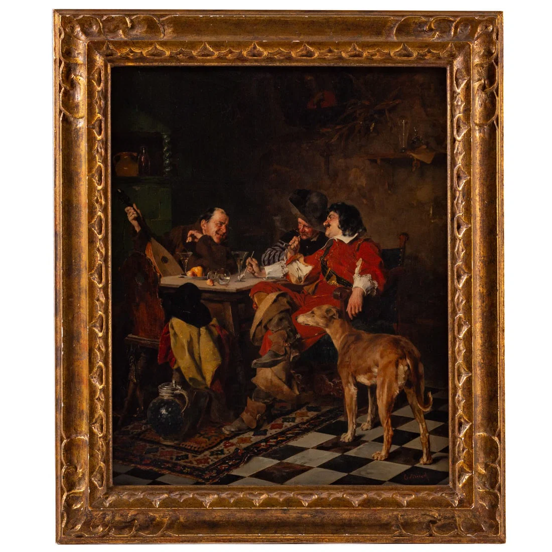 Ernst Meisel. A Happy Tavern Scene, oil