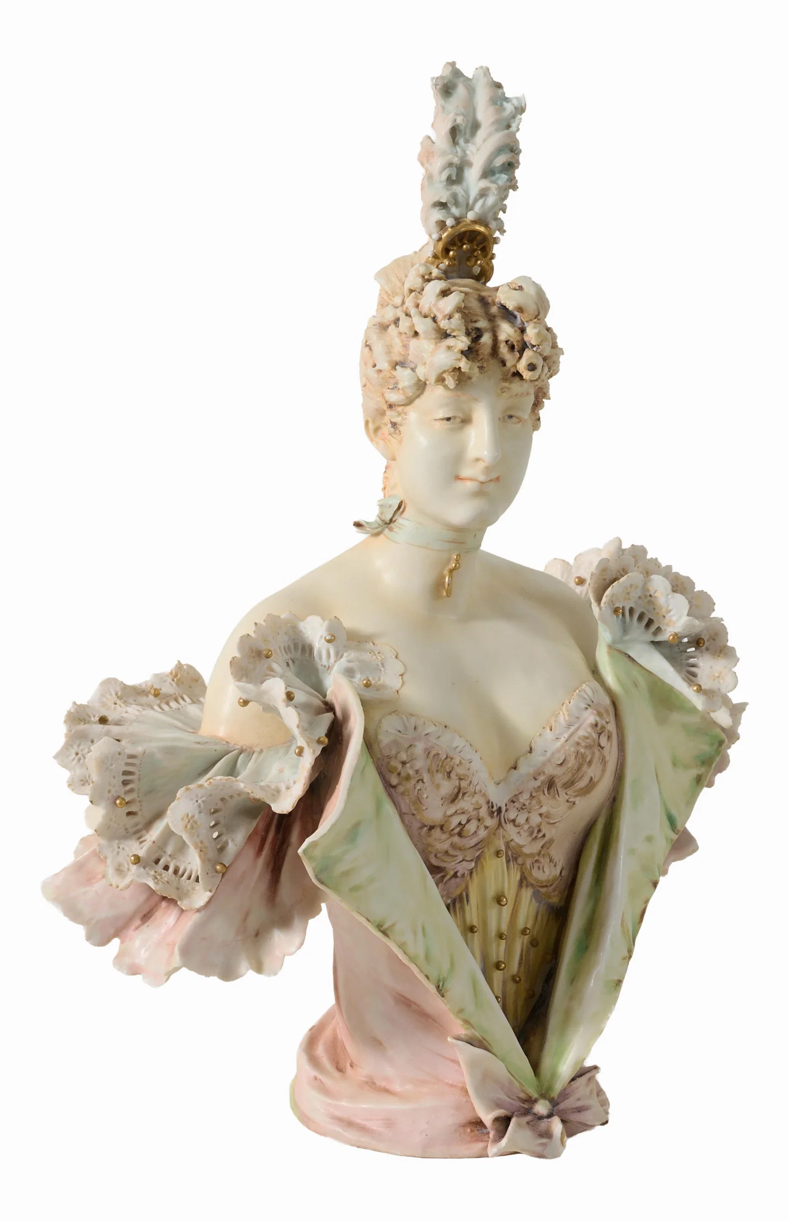 Ernst Wahliss (Austrian, 1836-1900), Porcelain Bust of a Decollette Woman, early 20th c., H.- 16