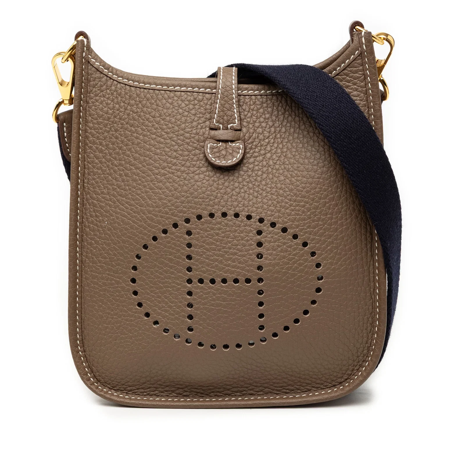 Etoupe Clemence Leather Evelyne TPM Crossbody Bag by Hermes