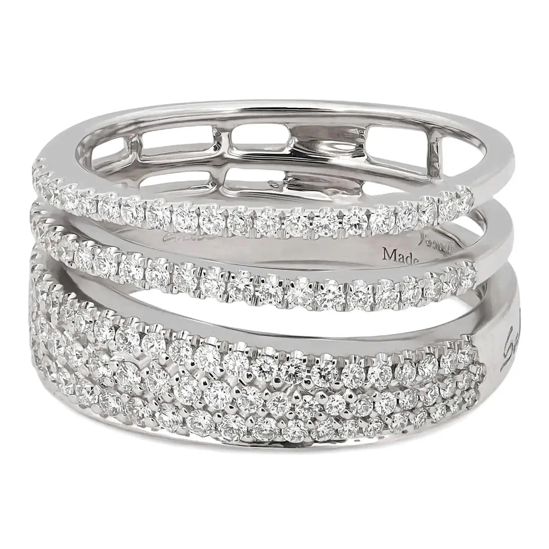 Euforia S Diamond Band Ring in 18k White Gold by Salvini Size 6.5