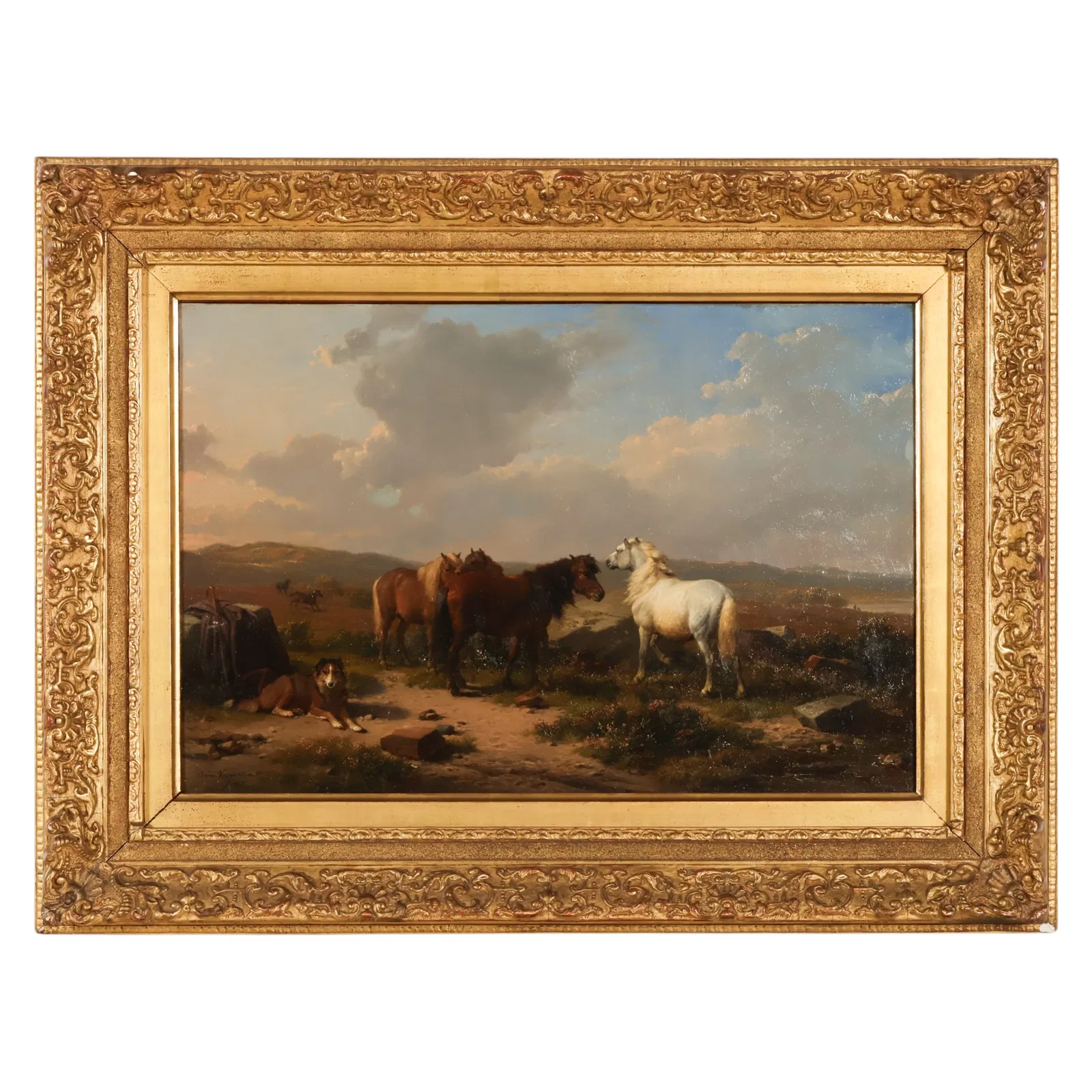 Eugene Verboeckhoven 1798-1881 Horses Oil Painting