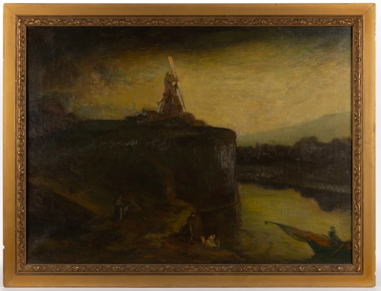 EUROPEAN SCHOOL (19TH CENTURY) LANDSCAPE PAINTING FEATURING A WINDMILL