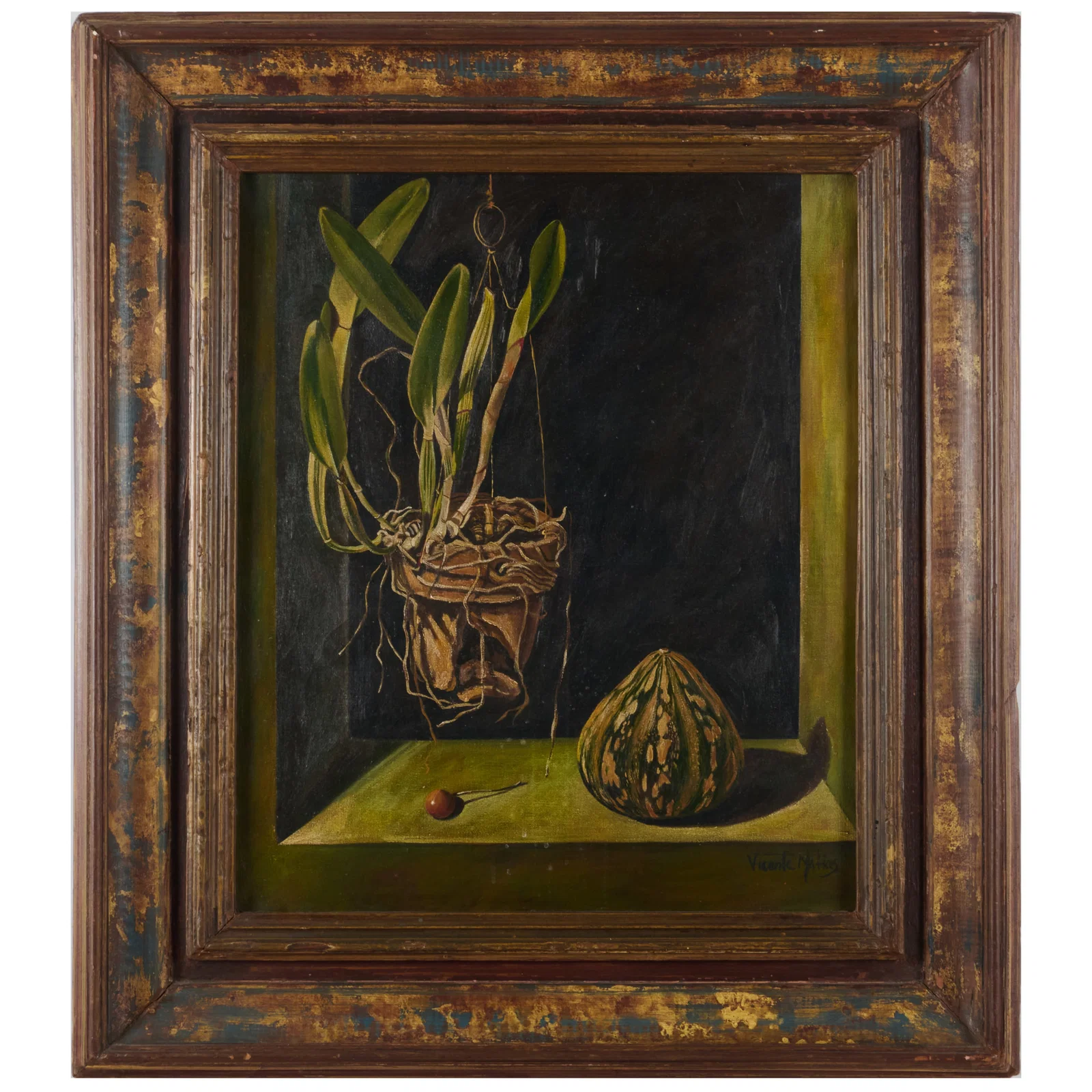European School: Still Life with Gourd and Orchid
