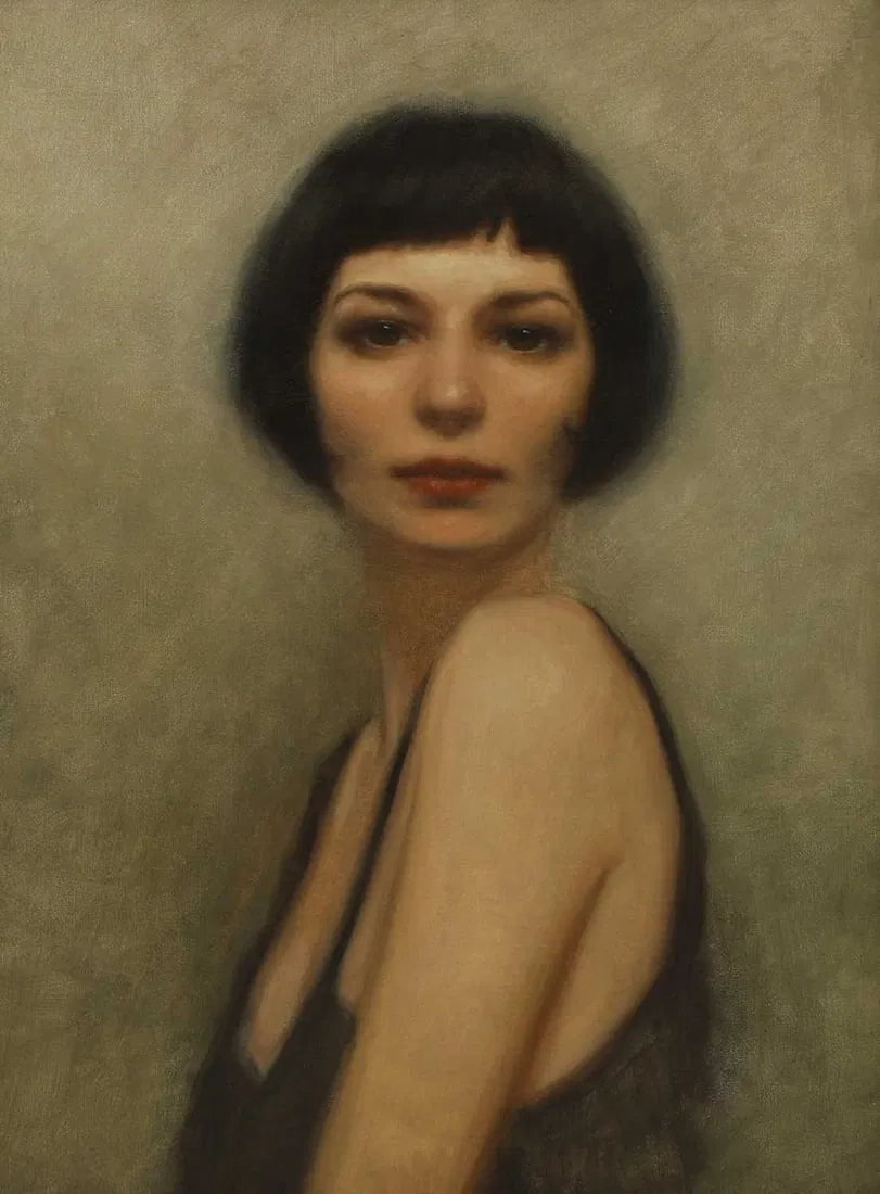Evan Thomas (British, 20th century) Portrait of a young woman