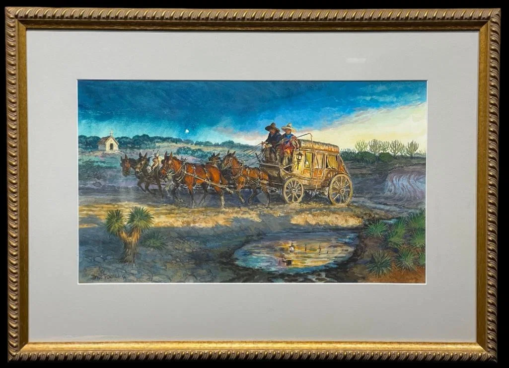 Evening Coach Original Watercolor By Dave Powell