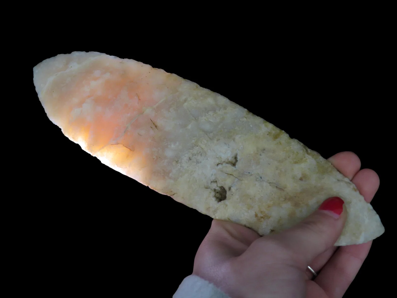 Exceptional 8 3/8" Translucent Agate Bi-Point Blade, Colorado, Motley COA. Amazing Large Knife made