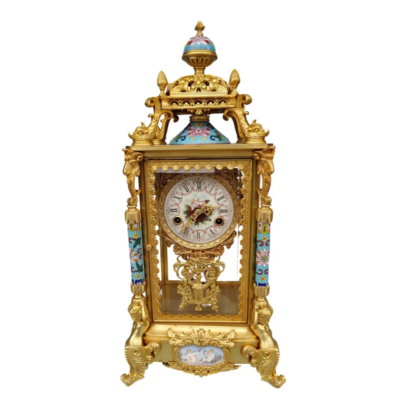 Exquisitely Carved Gilded Mantel Clock