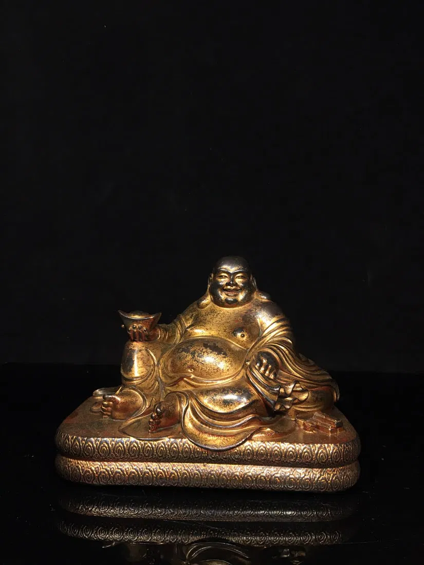 Exquisitely crafted pure copper Maitreya Buddha statue