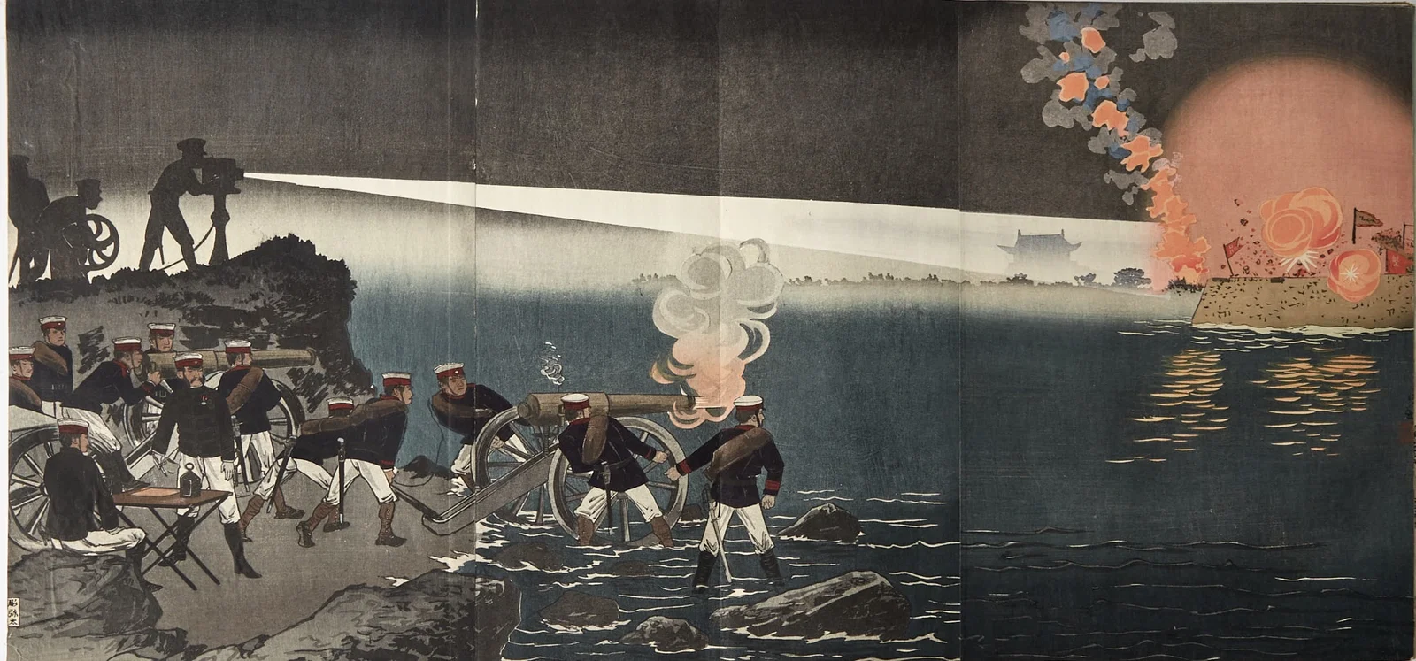 Extraordinary triptychs of battle scenes during the Sino-Japanese War of 1894-5.