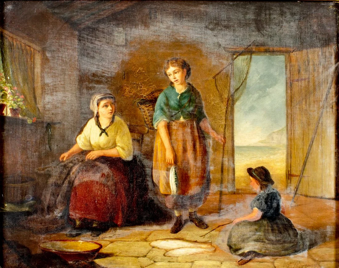 F Richards (UK,19C) oil painting antique