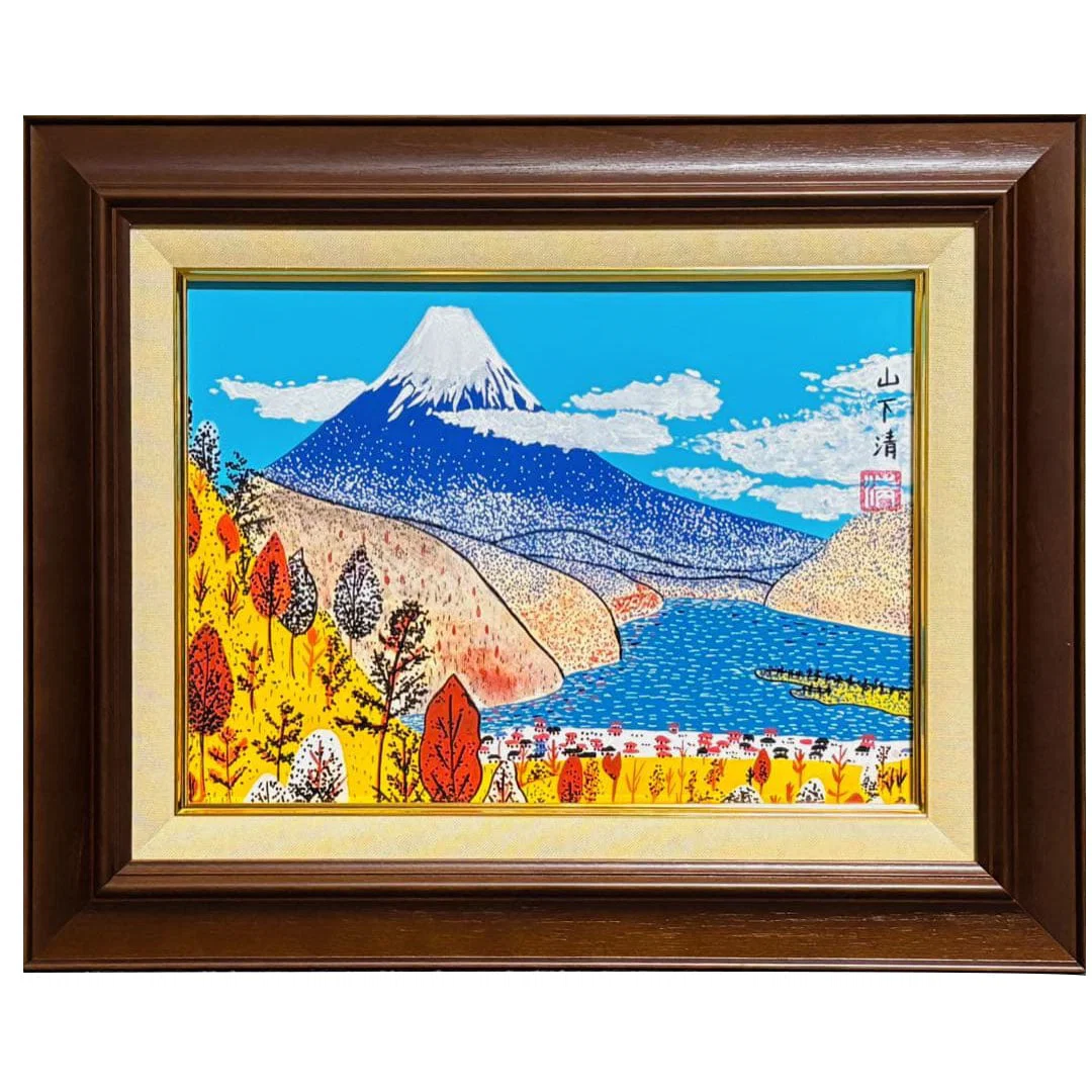 F4 Hand-Painted Oil on Canvas by Kiyoshi Yamashita, "Mount Fuji from Nihondaira," Framed