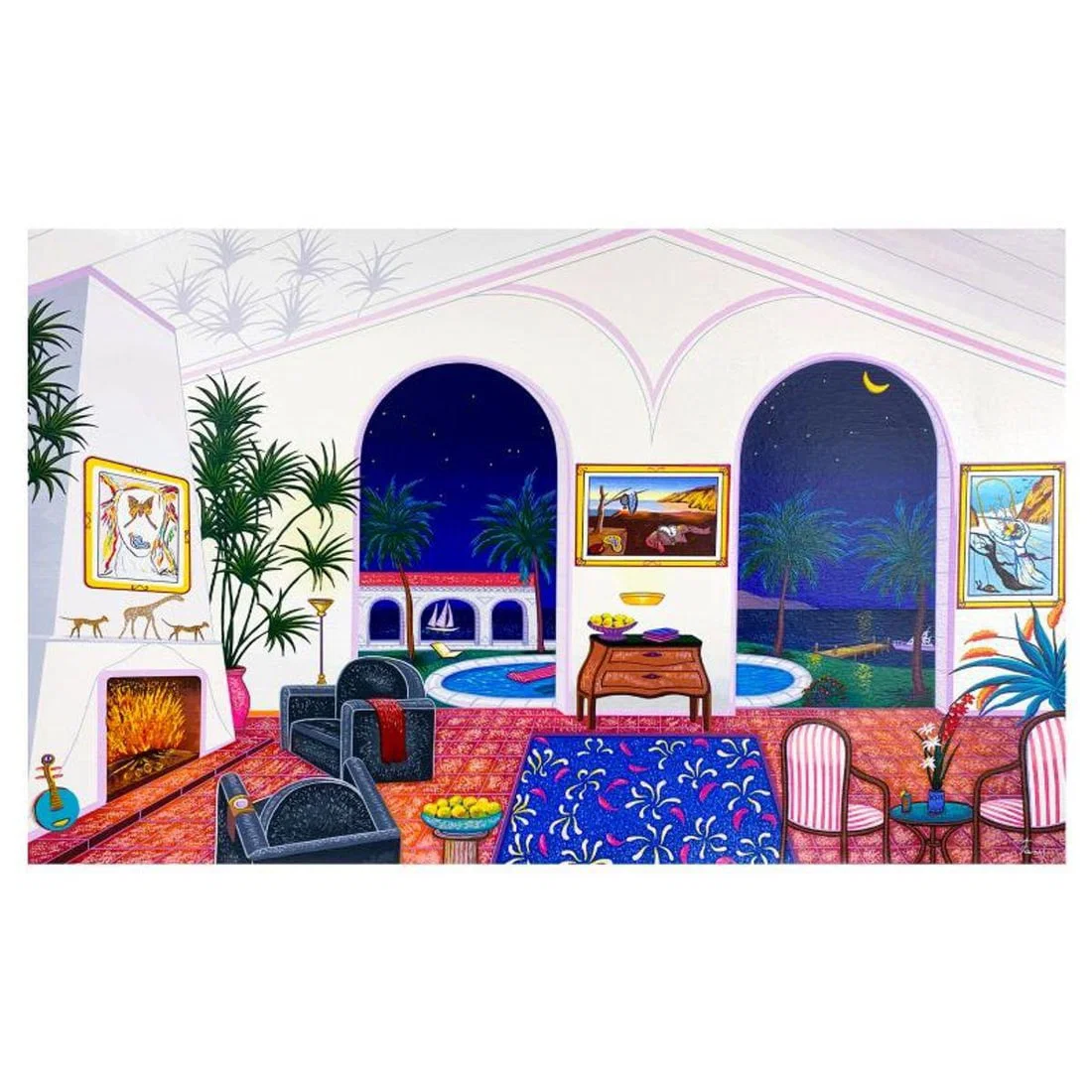 Fanch Ledan, "Interior with Salvador Dali" Limited Edition Serigraph on Canvas, AP Numbered Inverso