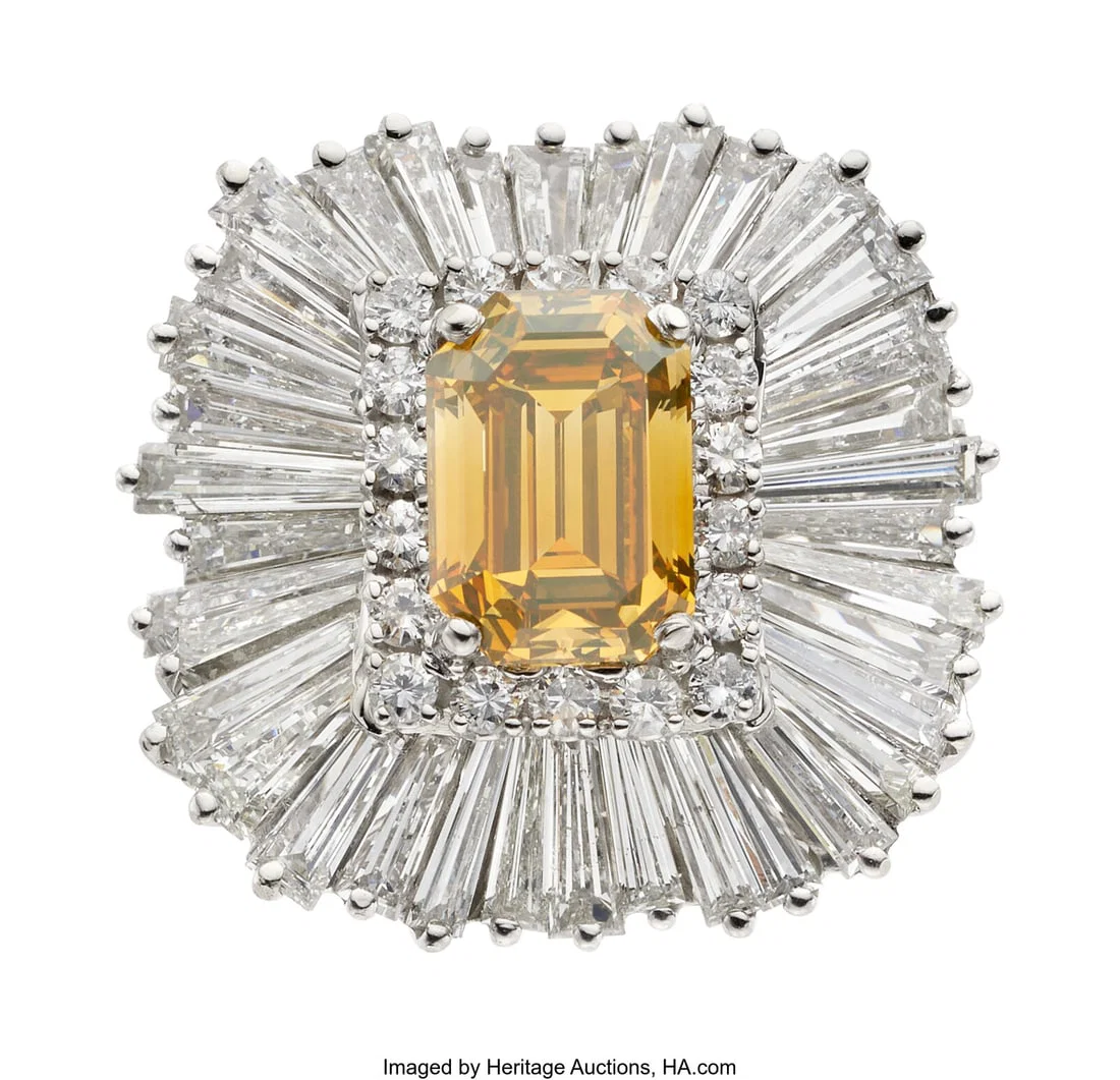 Fancy Deep Brownish Orangy Yellow, Diamond, Plat