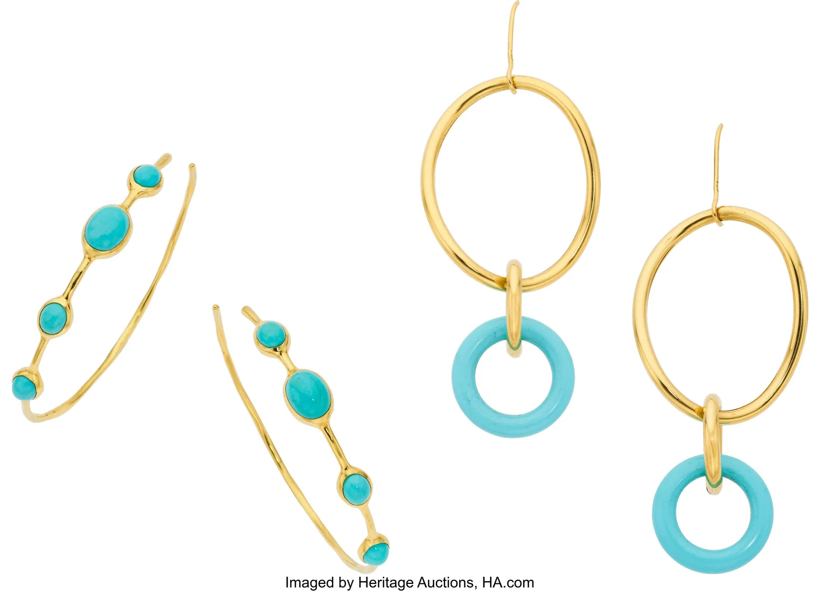 Faraone Mennella & Ippolita Turquoise, Gold Earr