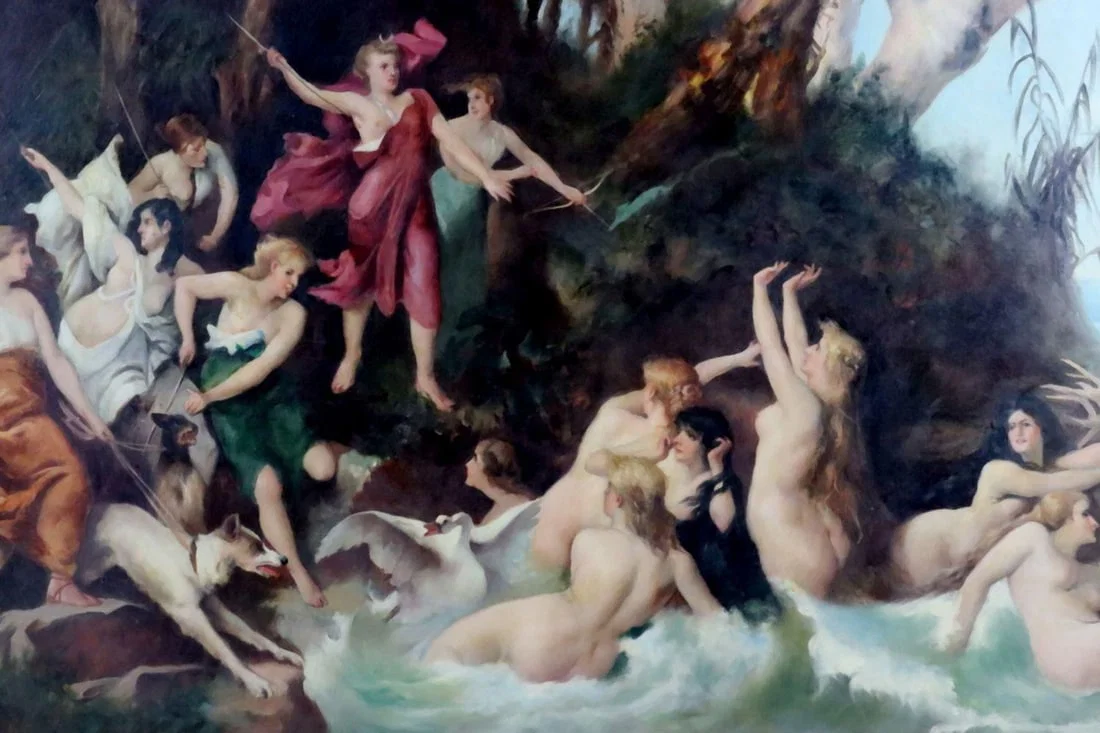 Federico Sulroca (Cuban, 1860- 1931) "Diana’s Hunting Party" Oil on Canvas