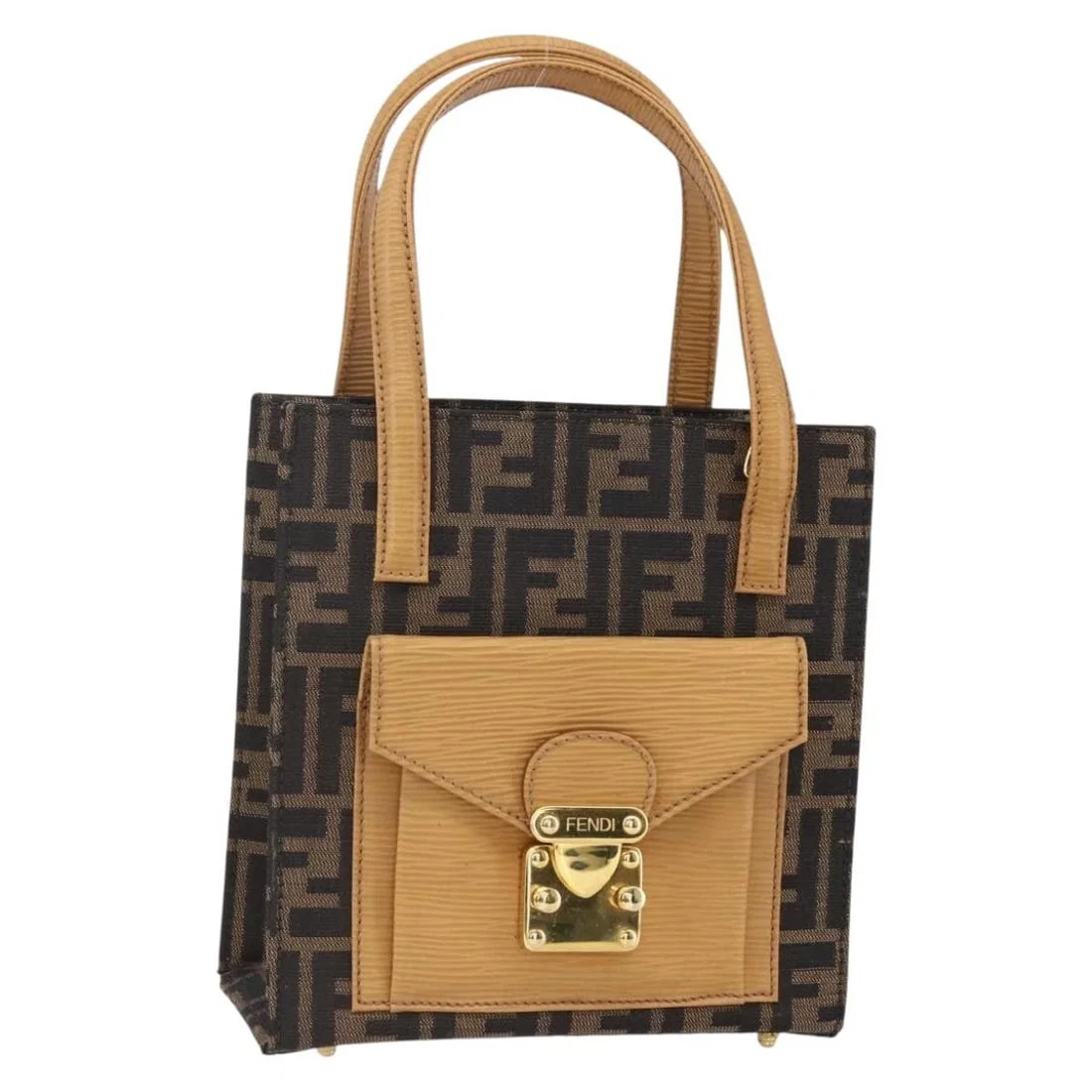 Fendi Zucca Canvas Vintage Brown Top Handle Handbag 20cm