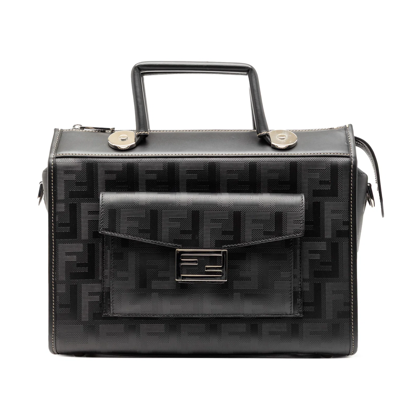 Fendi Zucca Soft Trunk Satchel in Coated Canvas with Leather Trim
