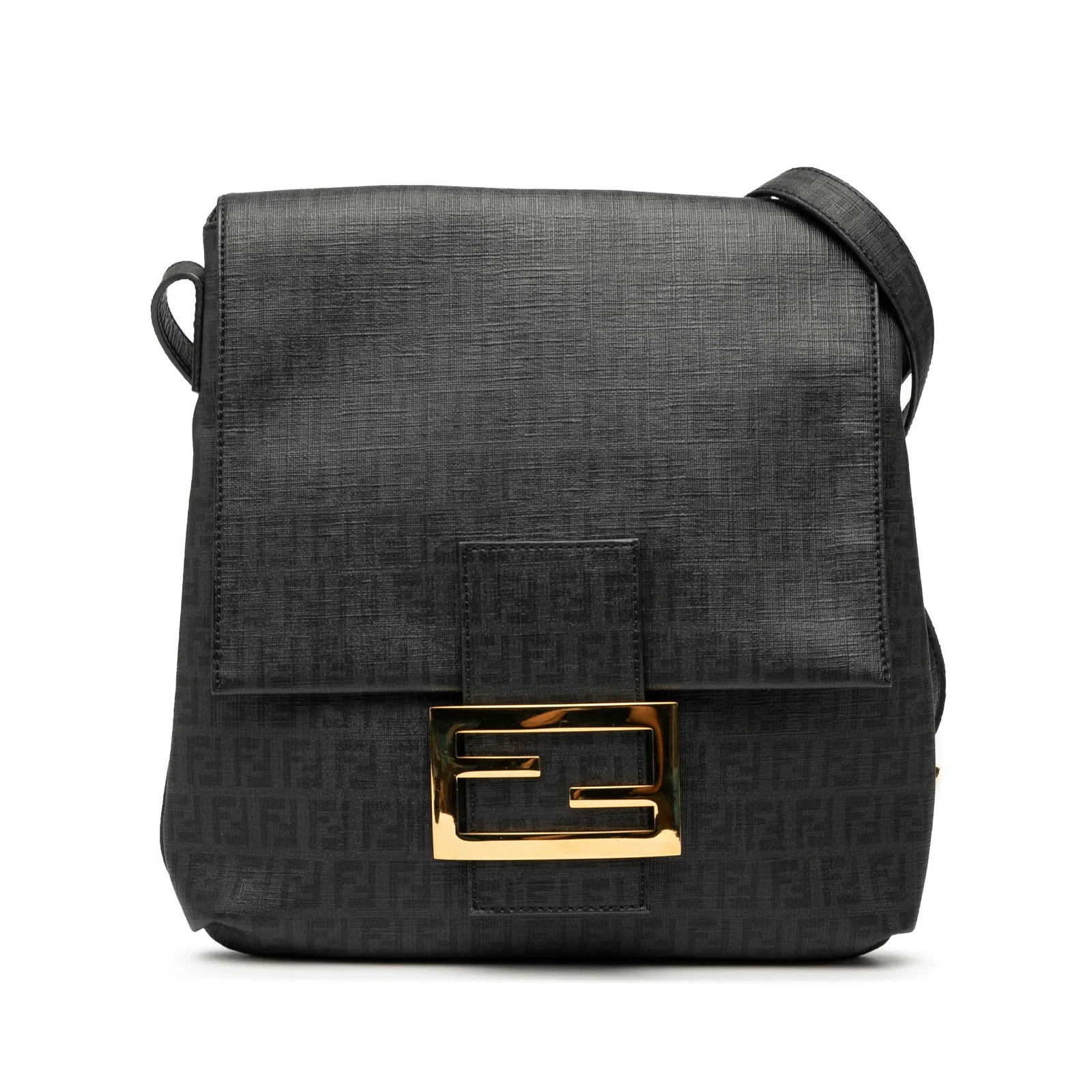 Fendi Zucchino Spalmati Black Coated Canvas Crossbody Bag