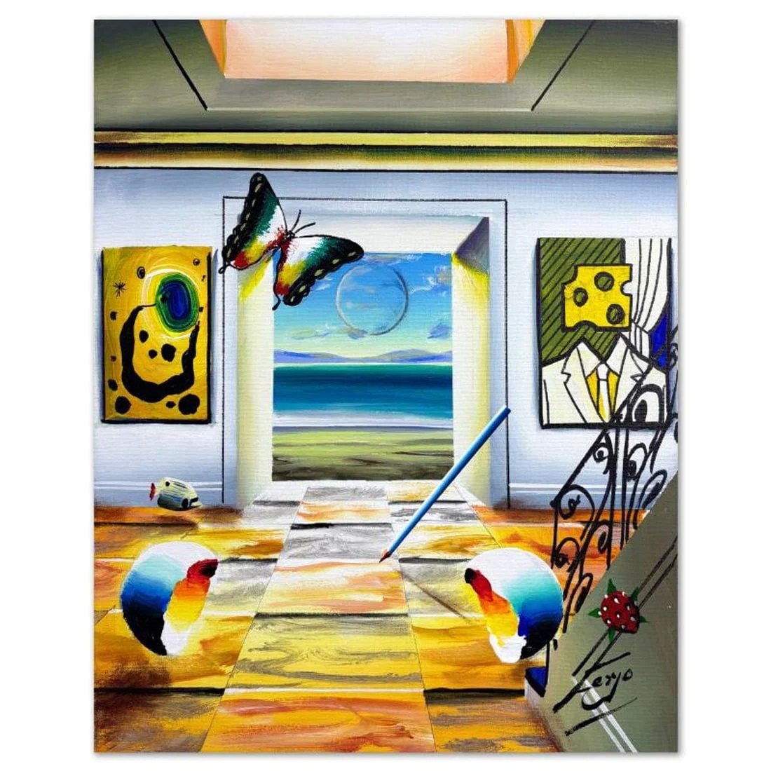 Ferjo, Hand Signed Original Painting on Canvas with Letter of Authenticity.