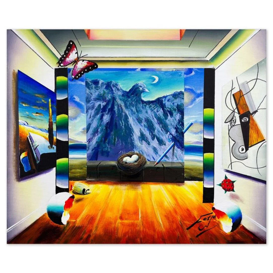 Ferjo, Original Acrylic Painting on Canvas, Hand Signed with Letter of Authenticity.