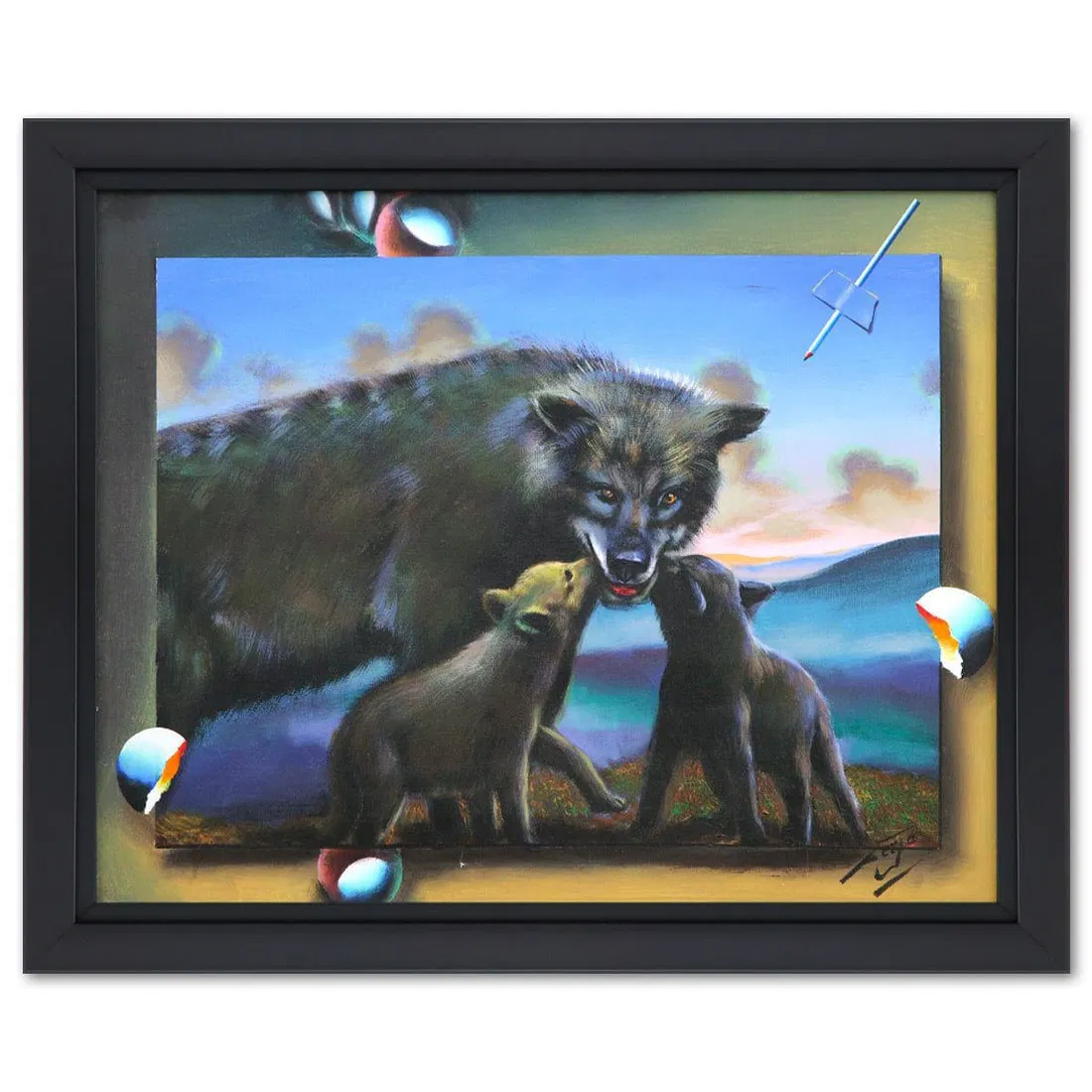 Ferjo- Original Painting on Canvas "Pup Kisses"