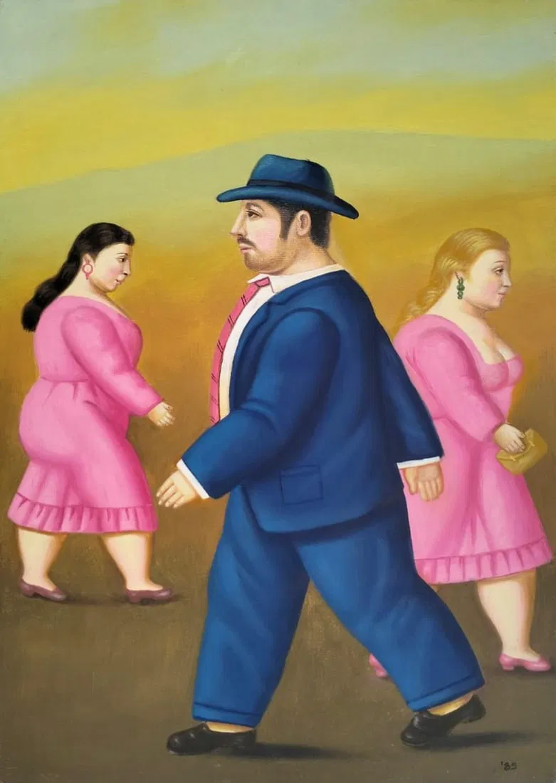 Fernando Botero (1932–2023) Colombian Oil/Canvas Painting in the Style of Botero Late 20th Century
