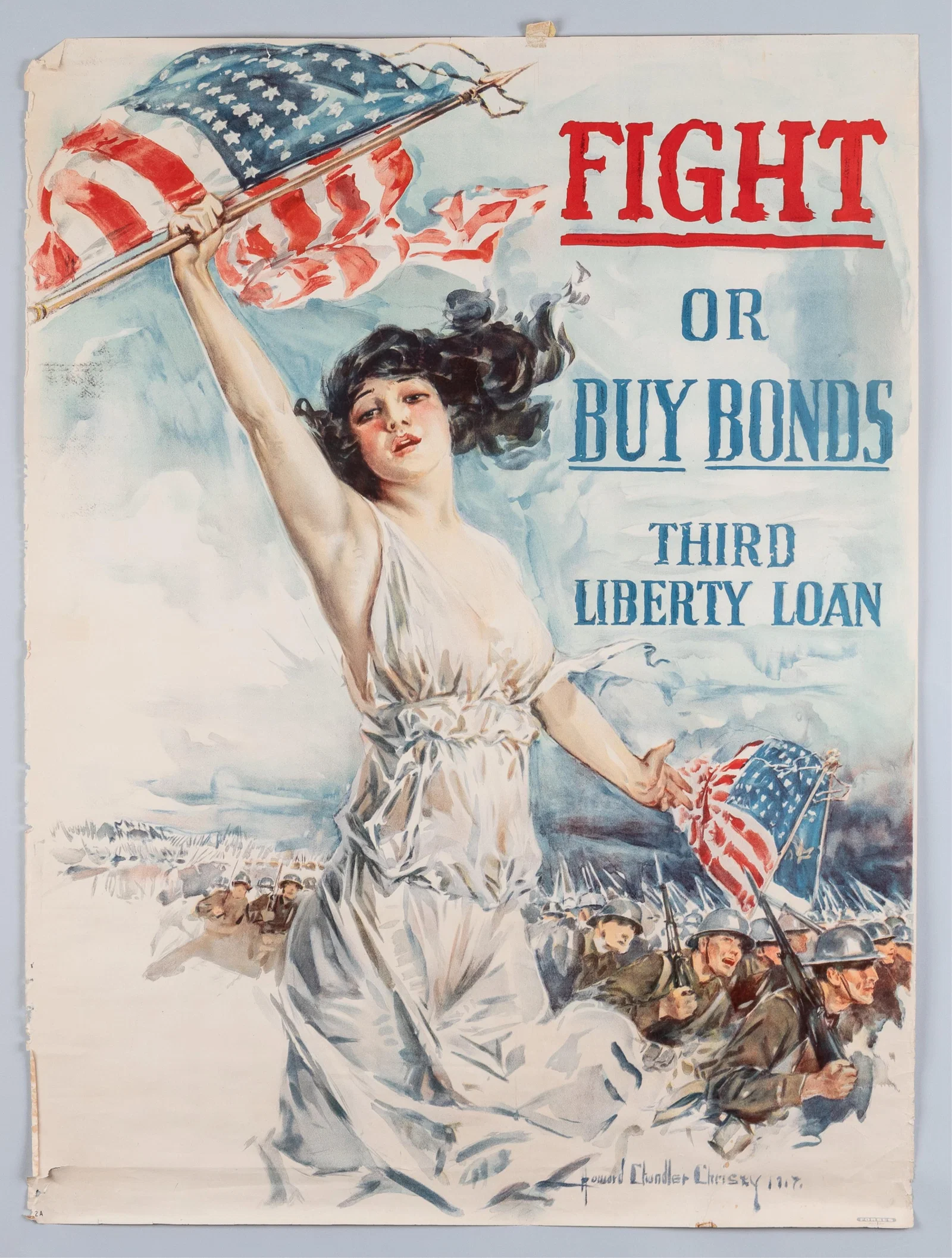 FIGHT OR BUY WAR BONDS WWI LIBERTY LOAN POSTER - HOWARD CHANDLER CHRISTY