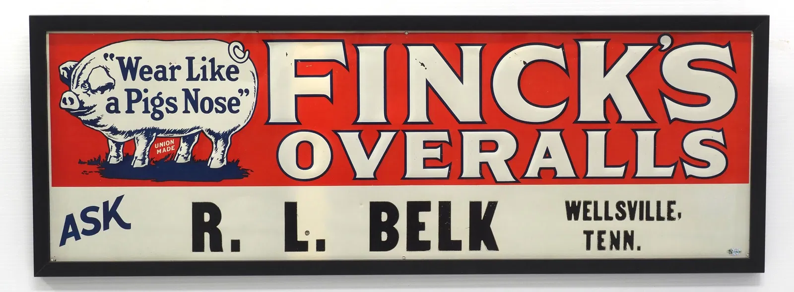 Finck's Overalls dealer sign