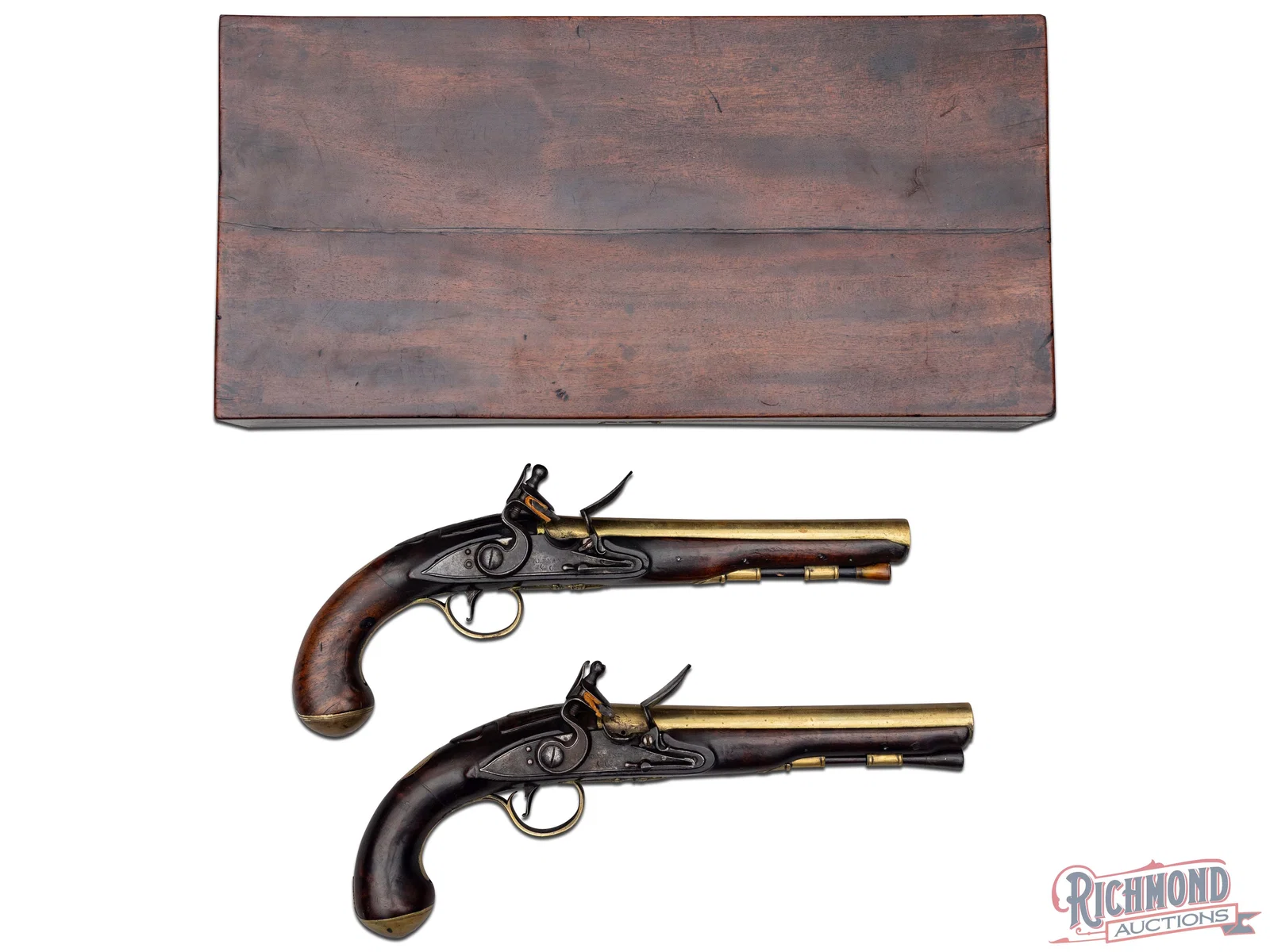 Fine Cased Pair of English Ketland Marked Flintlock Pistols In .69 Caliber
