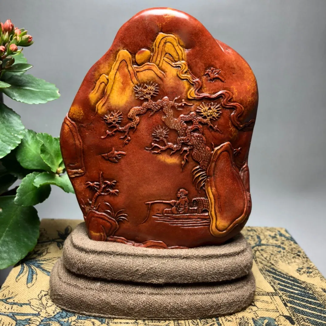 Fine Collection of Shoushan Stone, Gaoshan Cinnabar Red Ornament