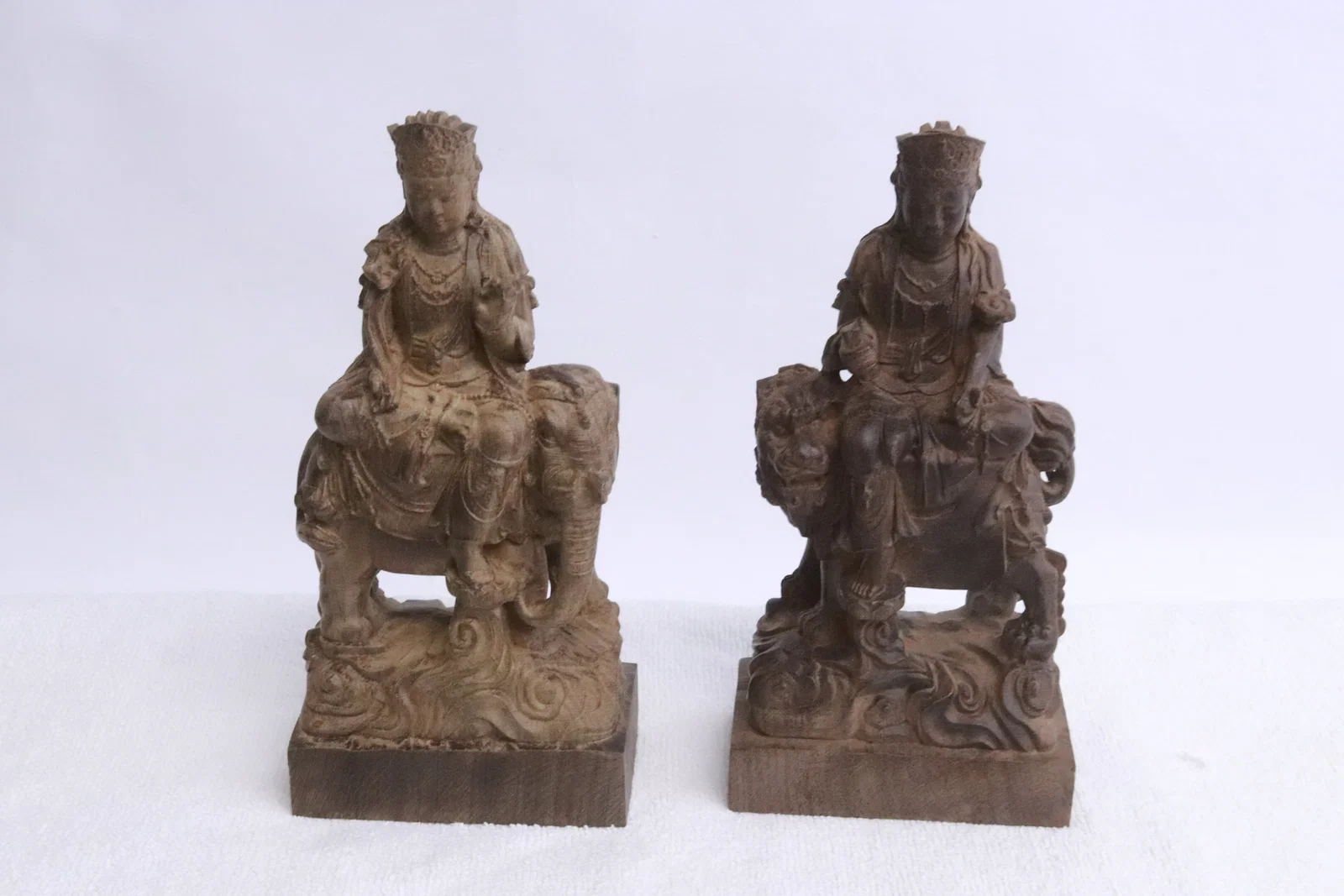 Fine pair Chinese wood carved deities