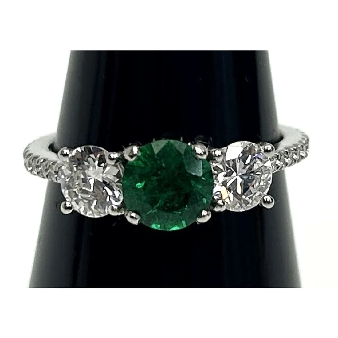 Fine Platinum Emerald & Diamonds Handmade Ring