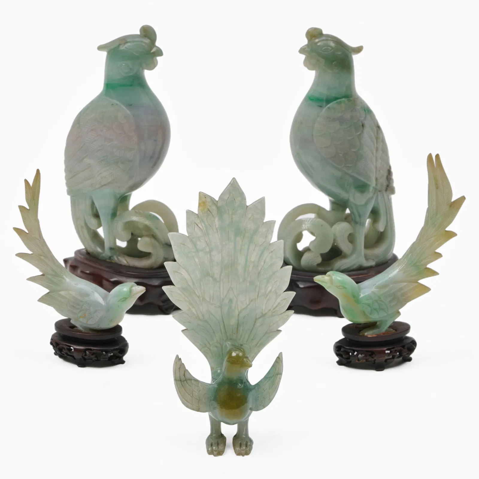 Five Chinese Hardstone Models of Birds